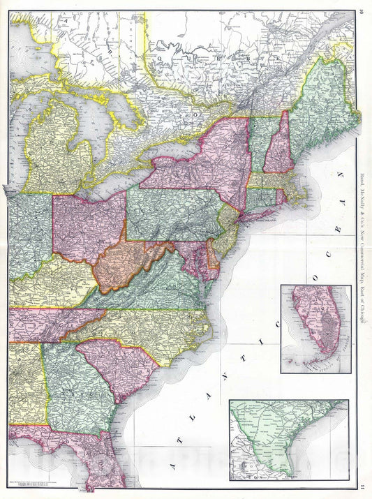 Historic Map : National Atlas - 1903 Commercial Map, East of Chicago. - Vintage Wall Art
