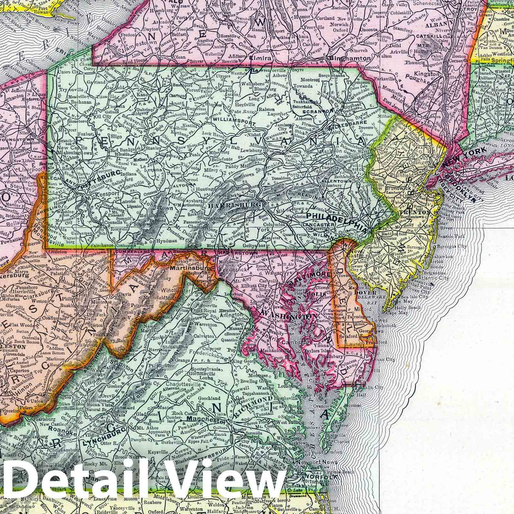 Historic Map : National Atlas - 1903 Commercial Map, East of Chicago. - Vintage Wall Art