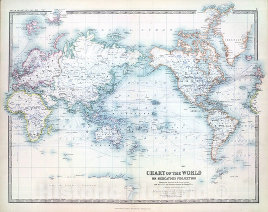Historic Map : 1893 World on Mercators Projection. - Vintage Wall Art