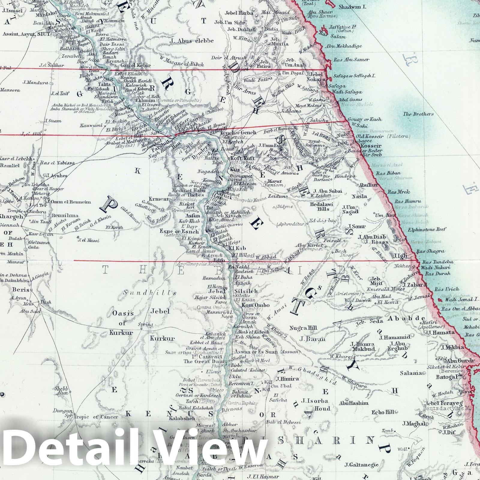 Egypt, Arabia Petraea, and Lower Nubia, 1910 - Historical Map Print