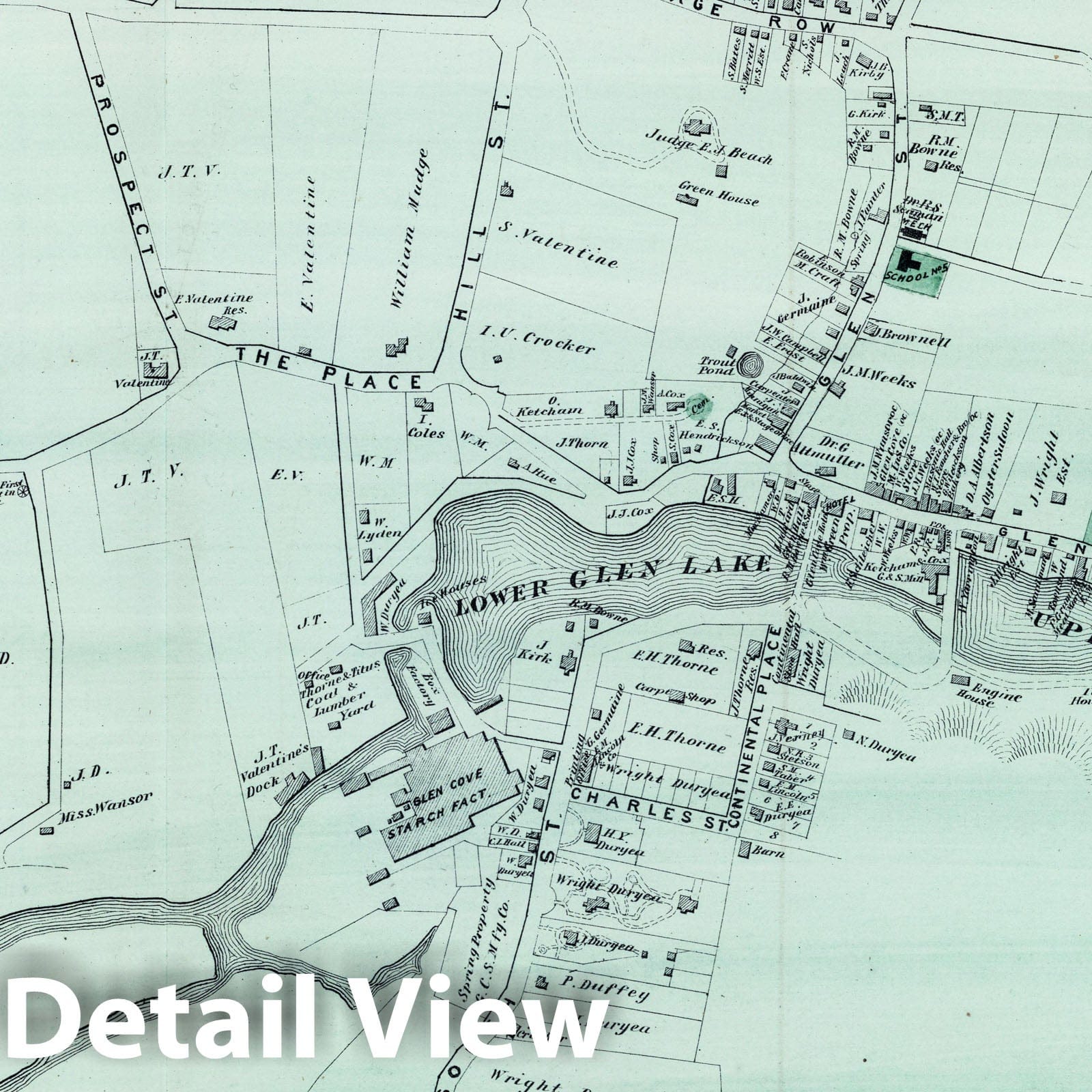 Glen Cove, Oyster Bay, New York - Property Map, 1873 - Historical Map Print