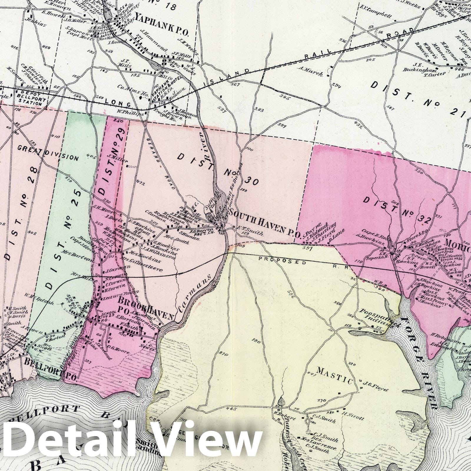 Brookhaven - Property Map, 1873 - Historical Map Print