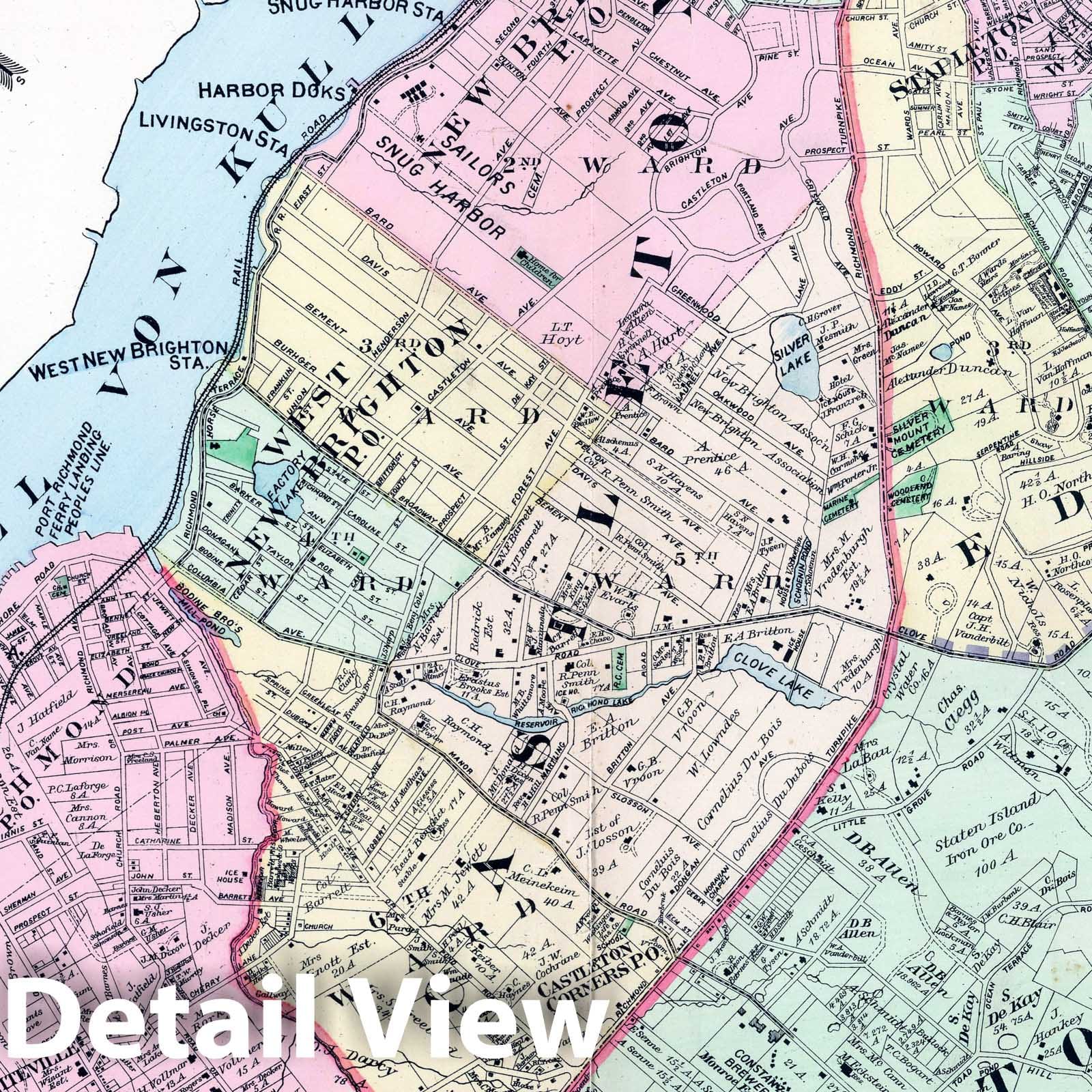 Staten Island, Richmond County, New York - Section A, 1887 Cadastral Map Print