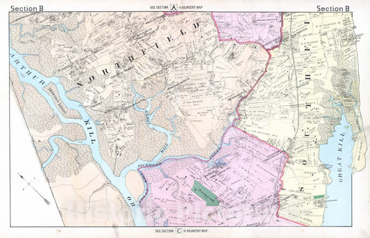 Historic Map : 1887 Section B. (central Staten Island, New York). - Vintage Wall Art