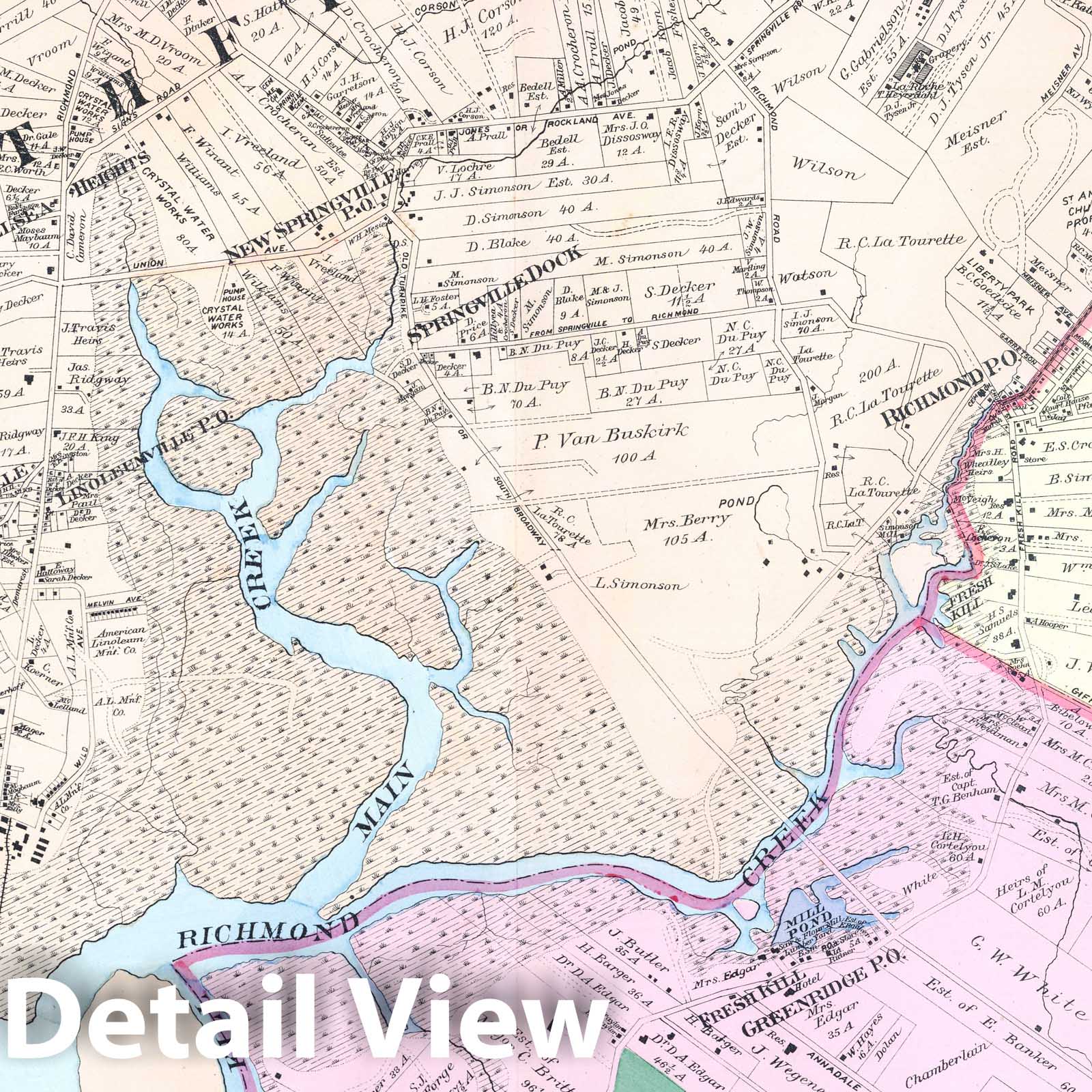 Historic Map : 1887 Section B. (central Staten Island, New York). - Vintage Wall Art