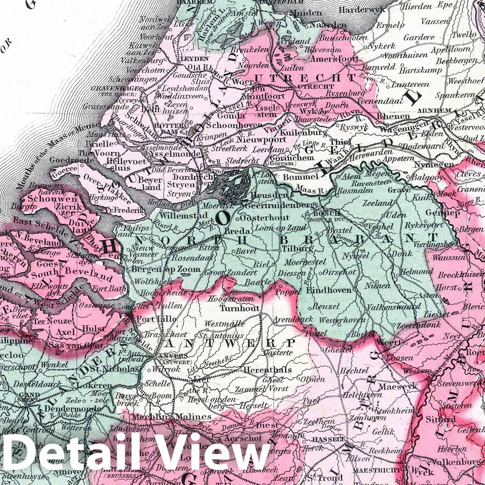 Holland and Belgium - Boundary Map, 1865 - Colton's Atlas Print