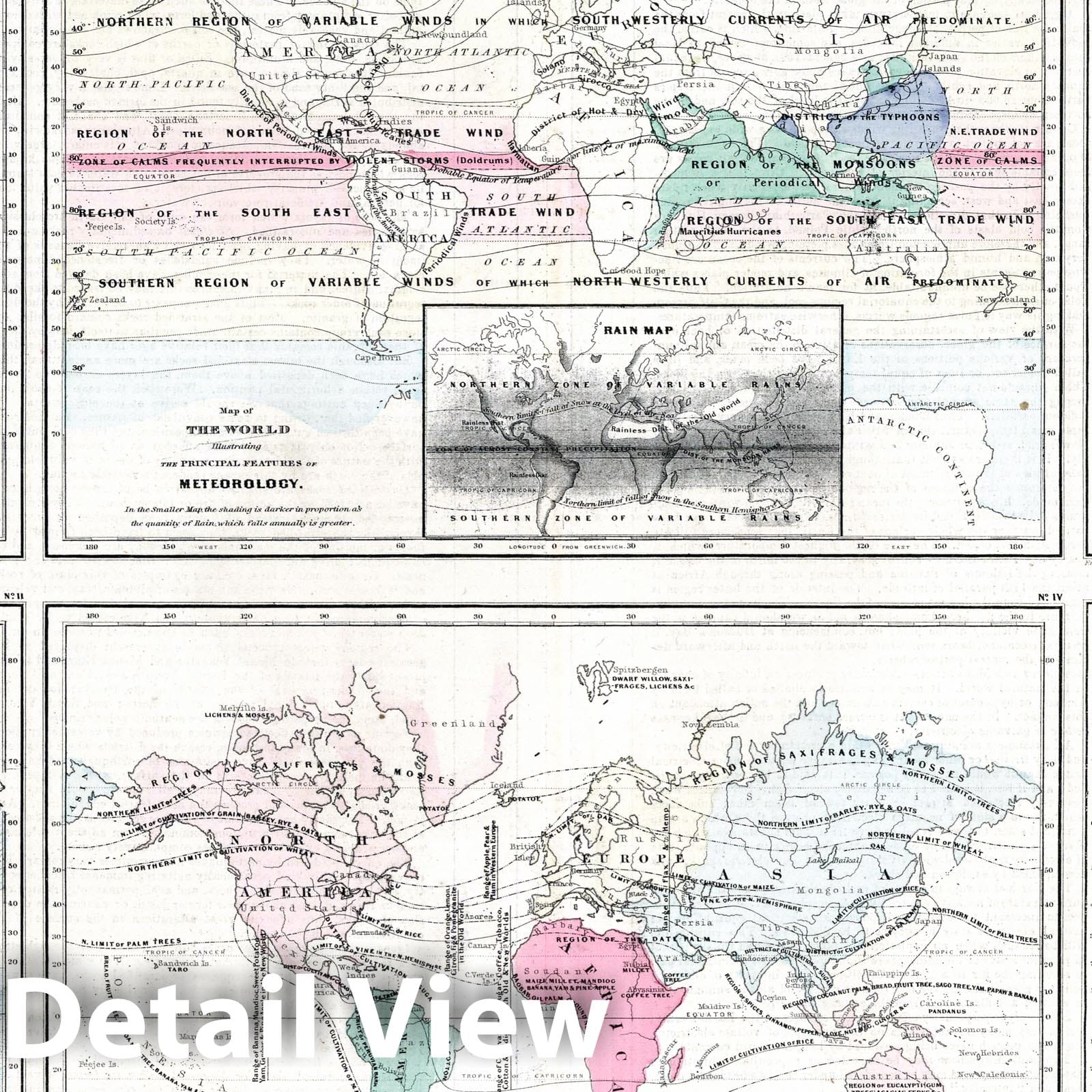 World - Thematic Maps, 1869 - Historical Map Print