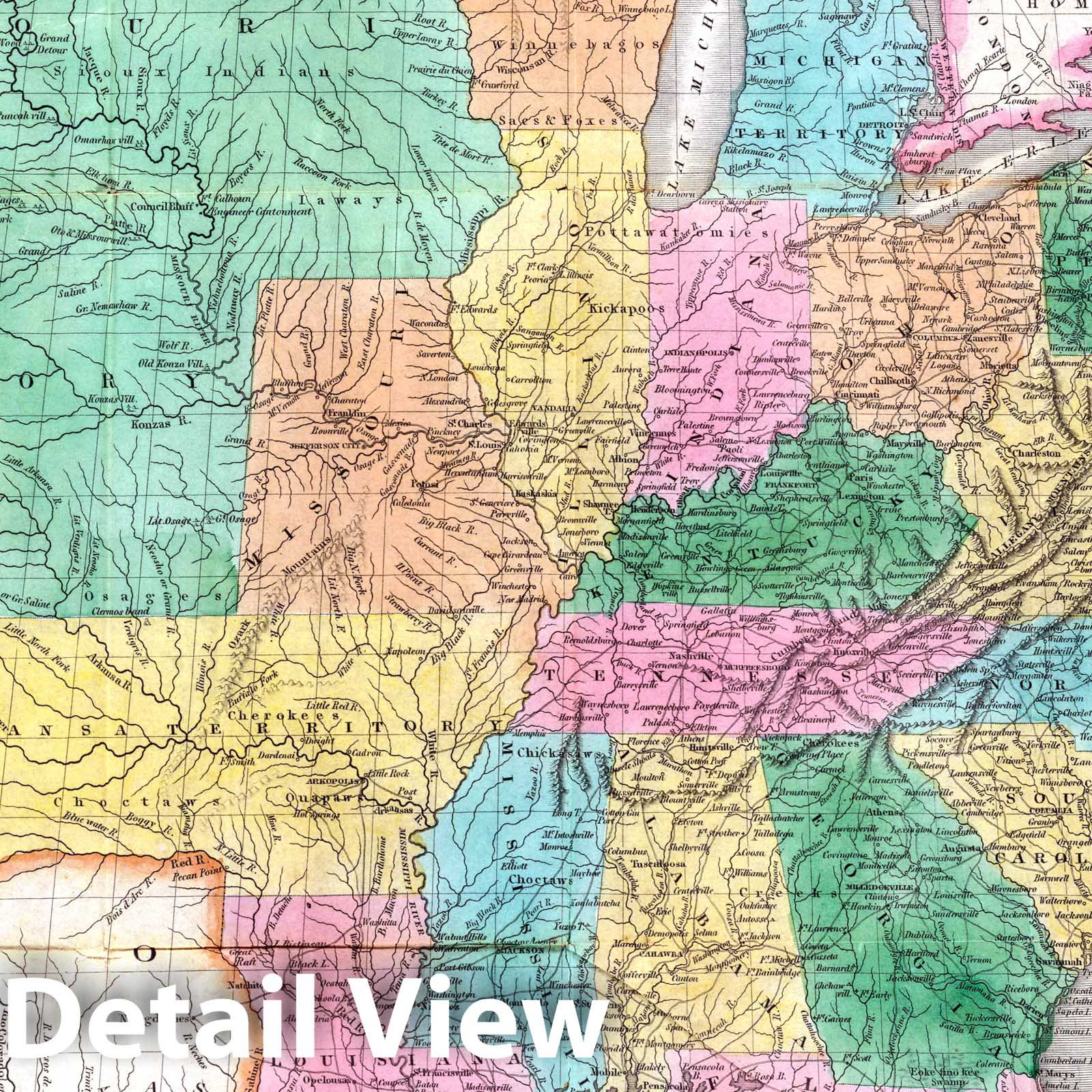 United States - River Map, 1827 - Historical Map Print
