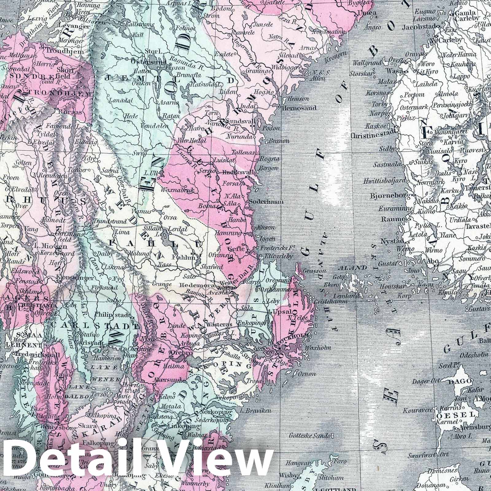 Prussia Norway Sweden and Denmark - Railroad Map, 1864 - Historical Map Print