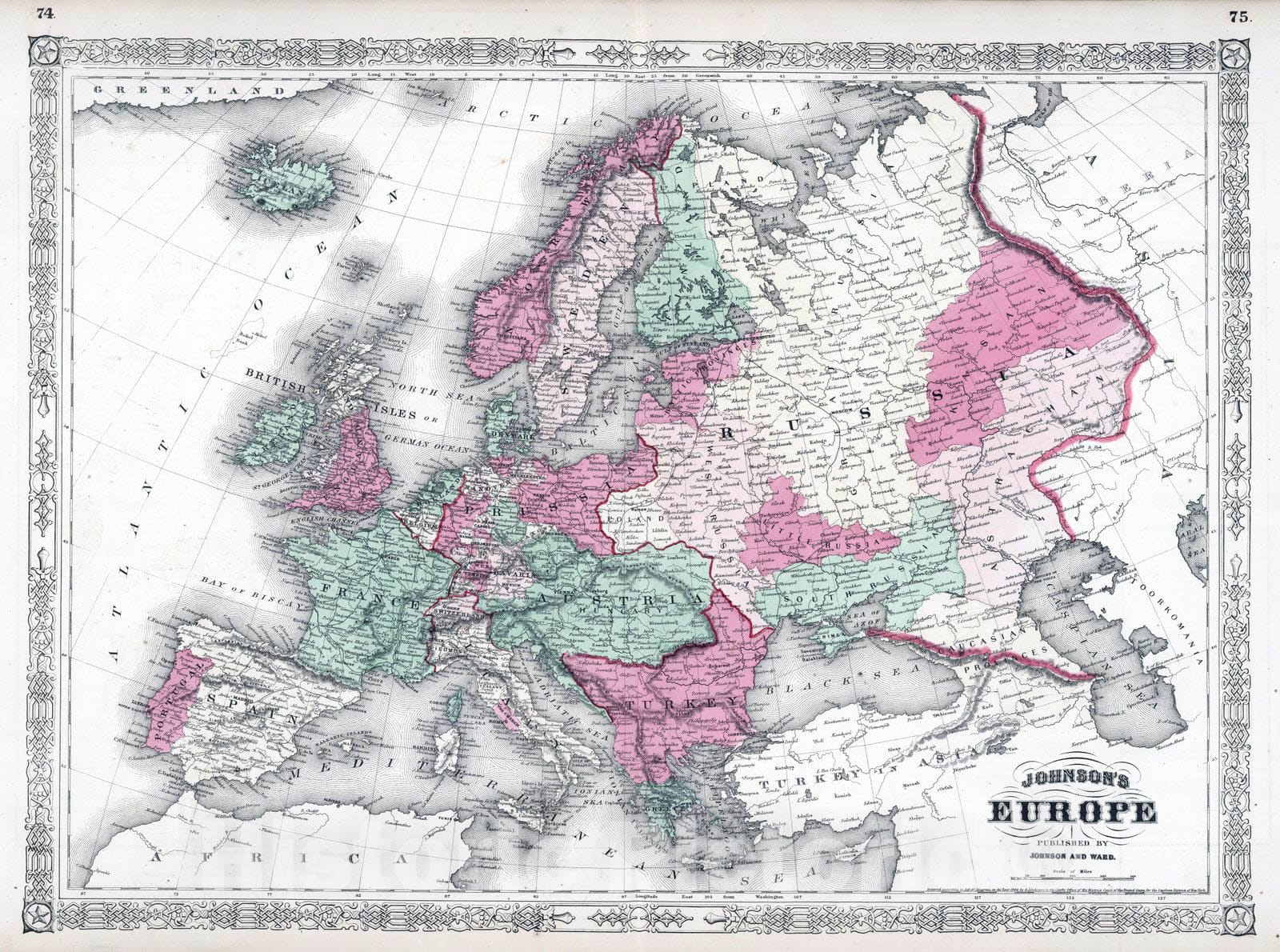 Historic Map : 1864 Europe v1 - Vintage Wall Art
