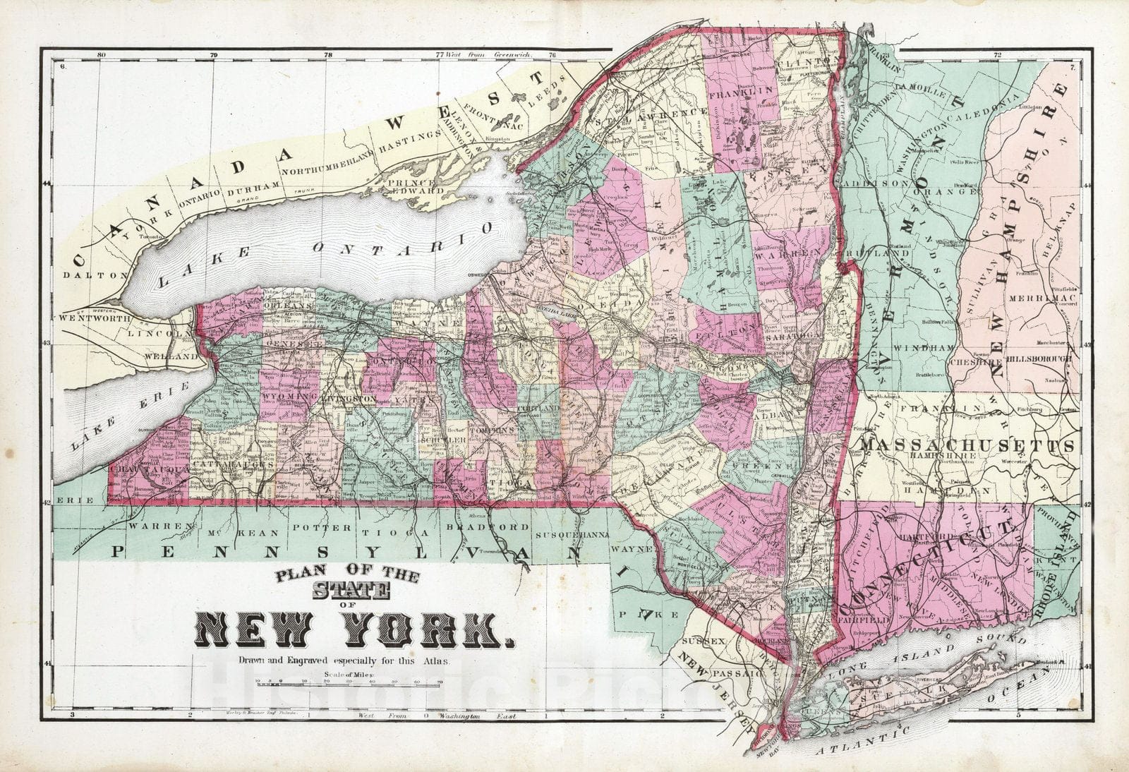 Historic Map : 1874 New York. - Vintage Wall Art
