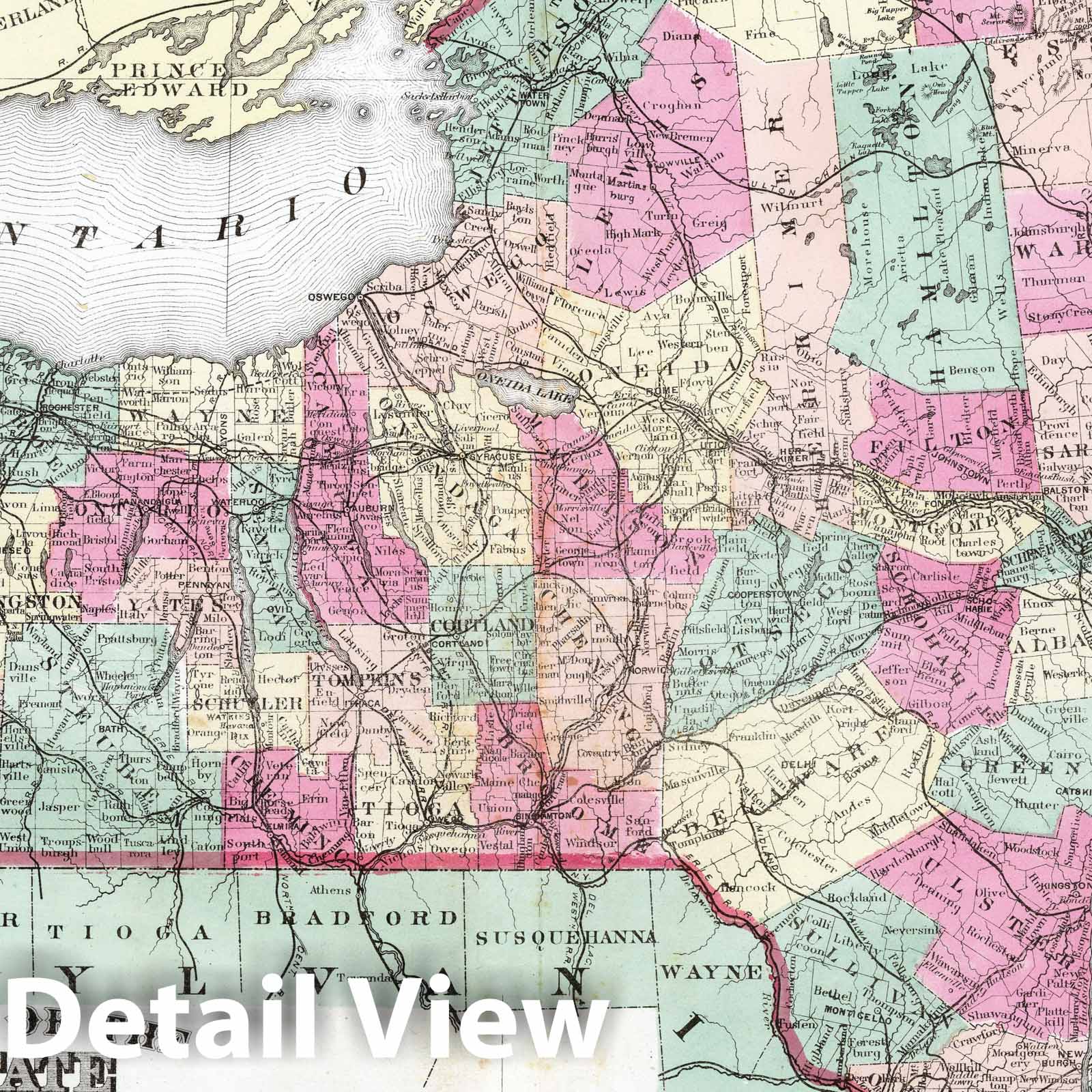 New York State 1874 - Historical Map Print