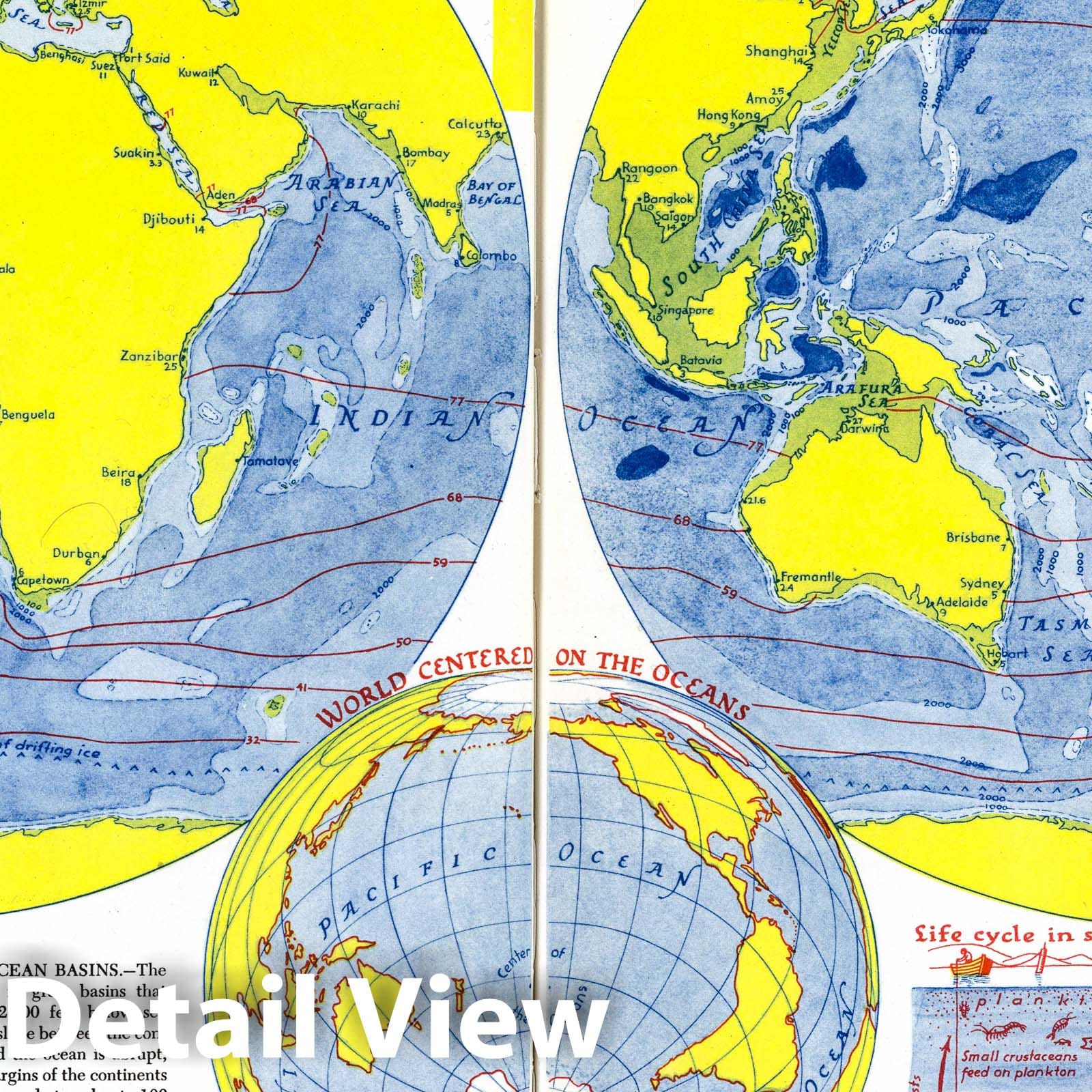 The Oceans - Nautical Chart, 1944 - Historical Map Print