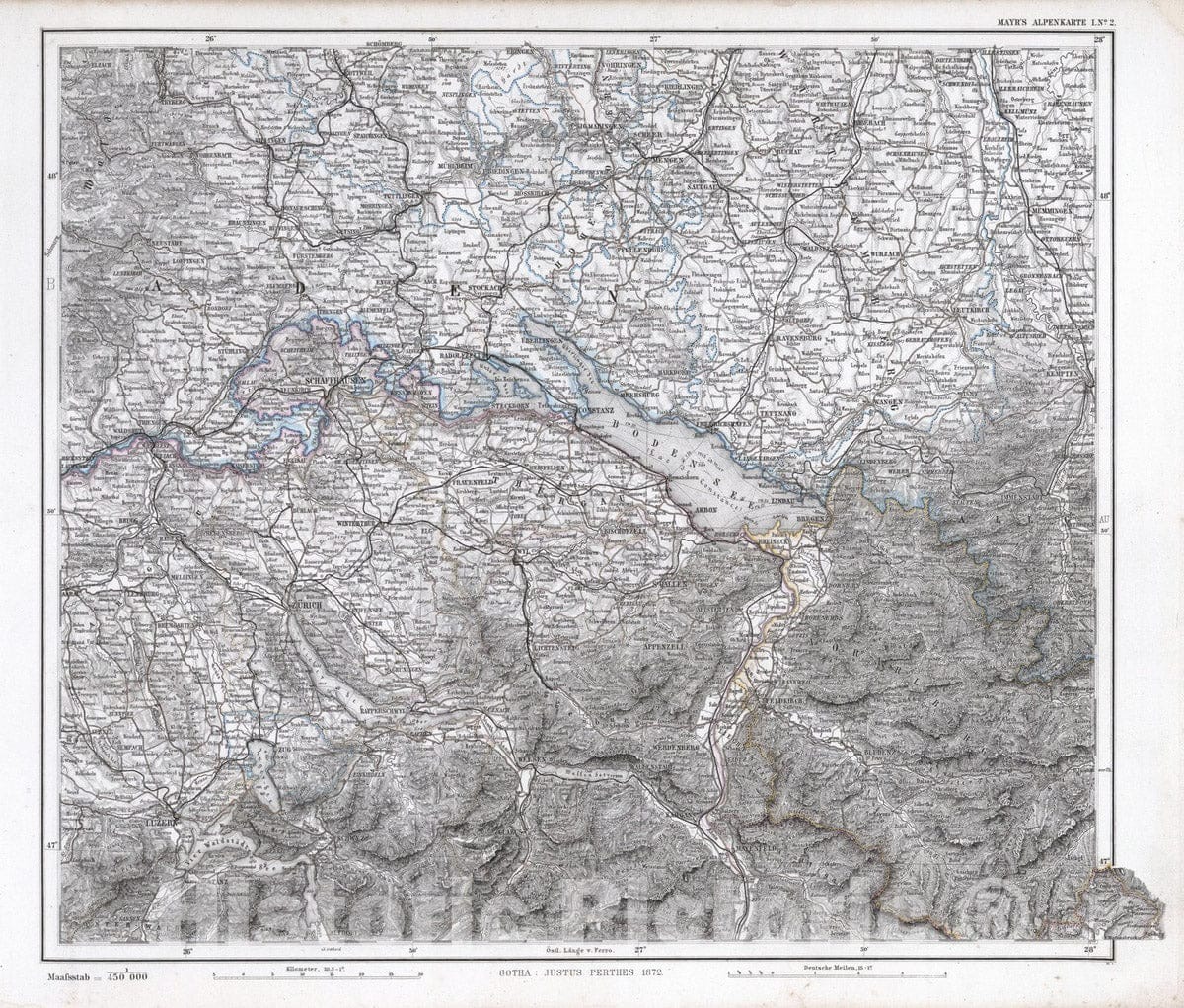 Historic Map : 1872 Mayr's Alpenkarte I. No. 2. - Vintage Wall Art
