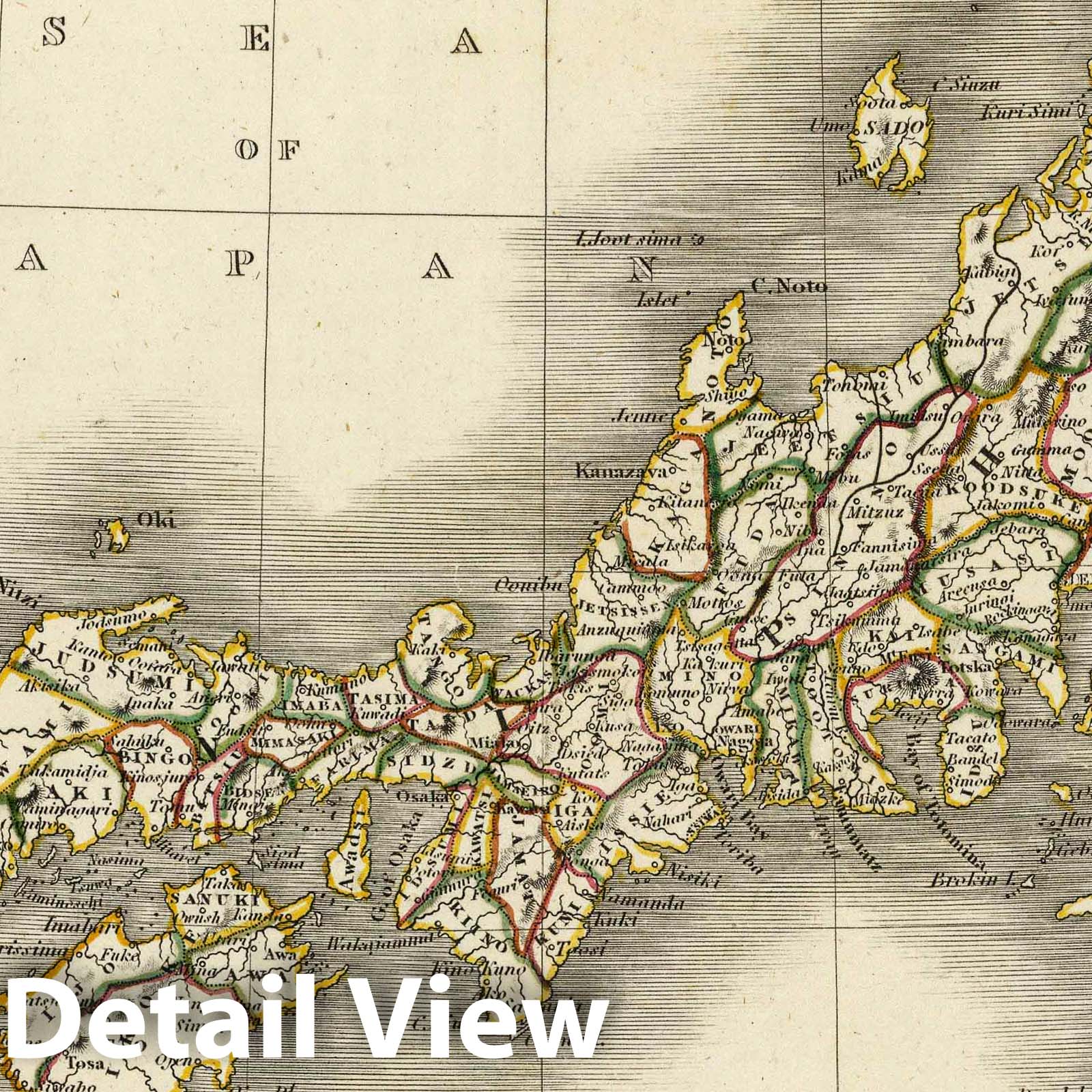Japan - River Map, 1817 - Arrowsmith Copperplate Engraving