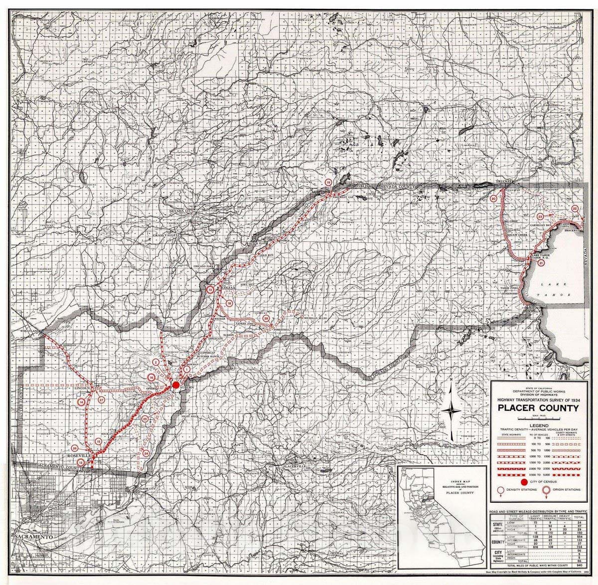 Historic Map : 1935 Placer County. - Vintage Wall Art