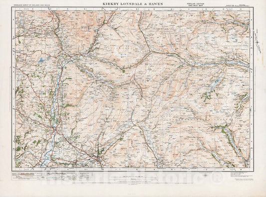 Historic Map : National Atlas - 1920 Sheet 20. Kirby Lonsdale & Hawes. - Vintage Wall Art