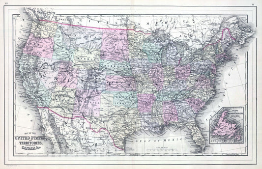 Historic Map : 1886 United States. v1 - Vintage Wall Art