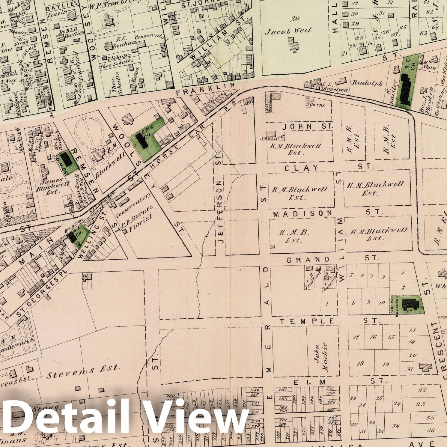 Newtown, Queens County, New York - Property Map, 1873 - Historical Map Print