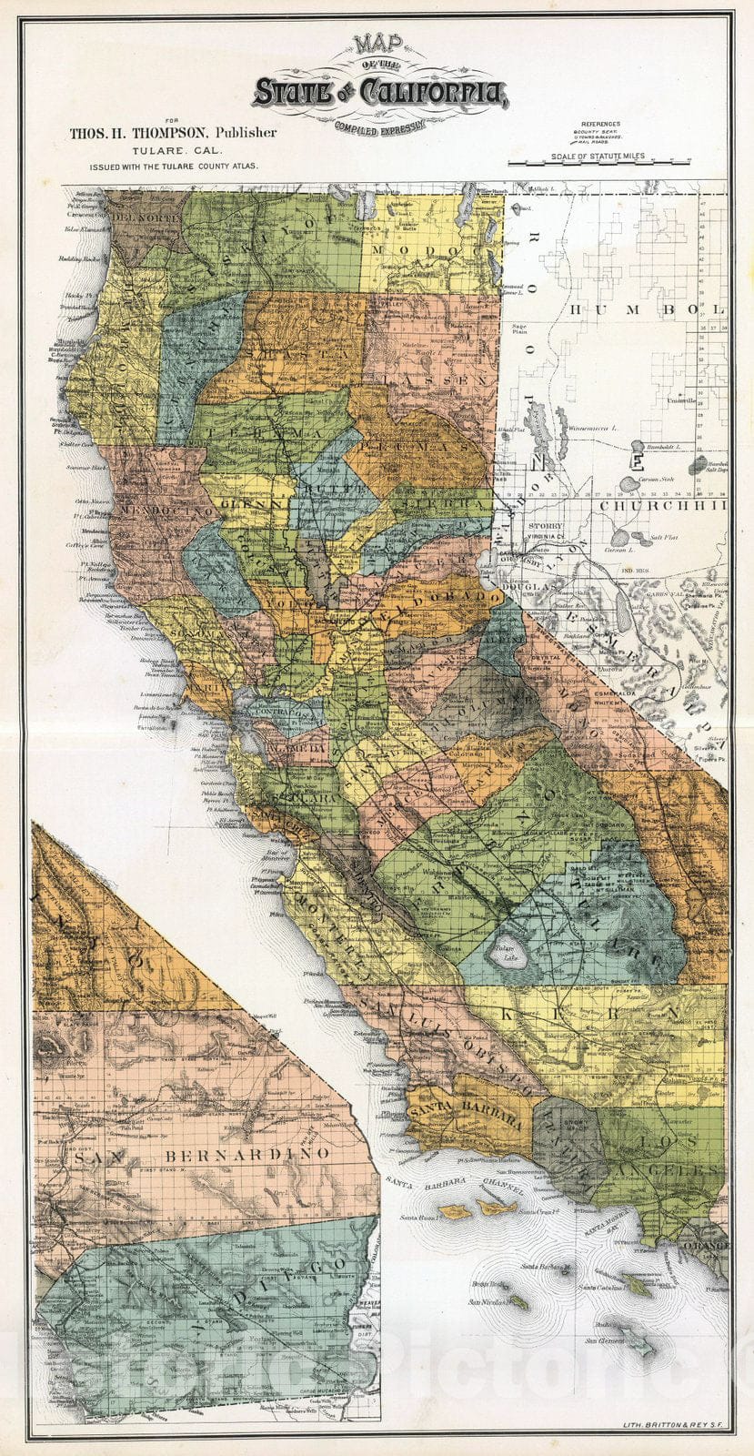 Historic Map : 1892 California : Vintage Wall Art