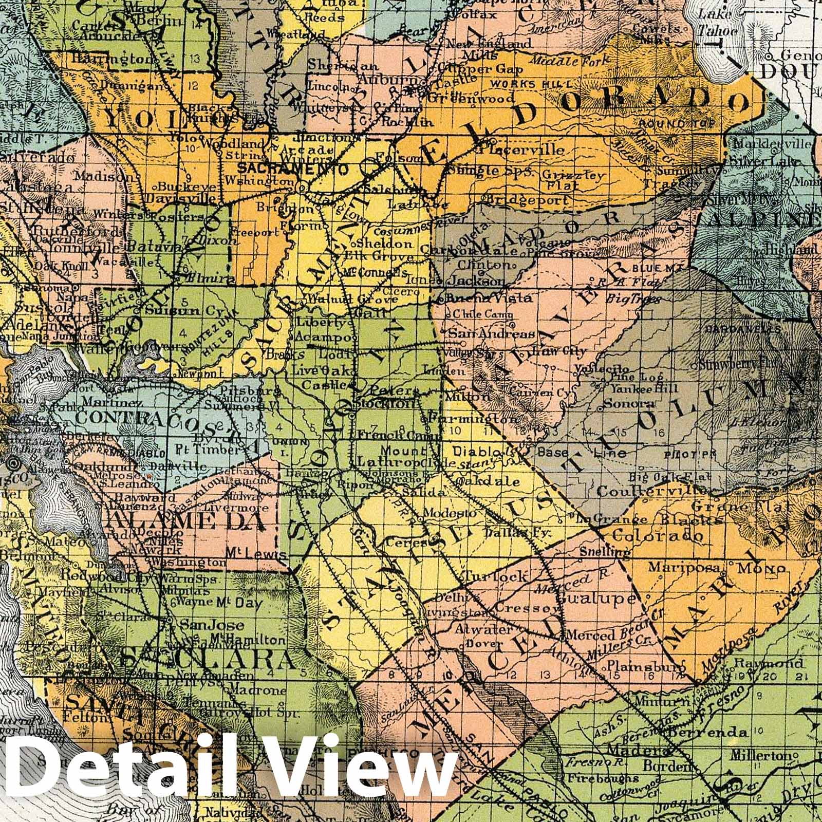 California - Survey Map, 1892 - Historical Map Print