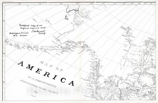 Historic Map : 1823 Arrowsmith's America (portion). - Vintage Wall Art