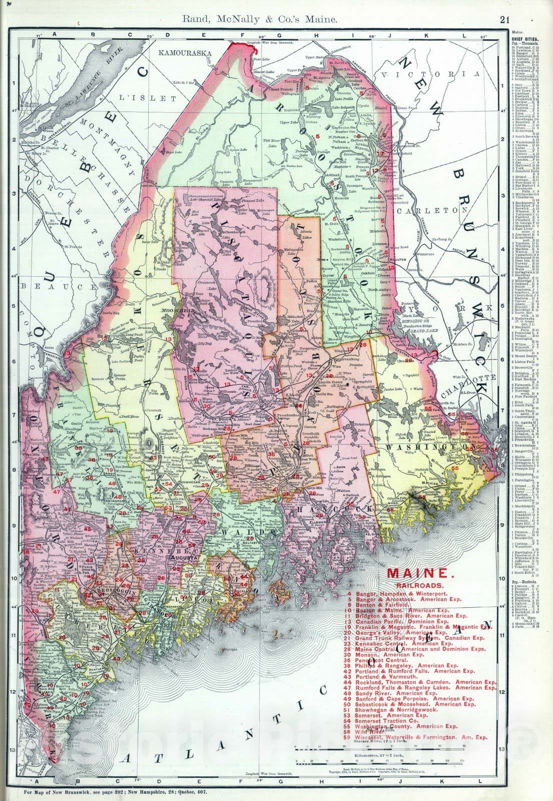 Historic Map : National Atlas - 1903 Maine. - Vintage Wall Art