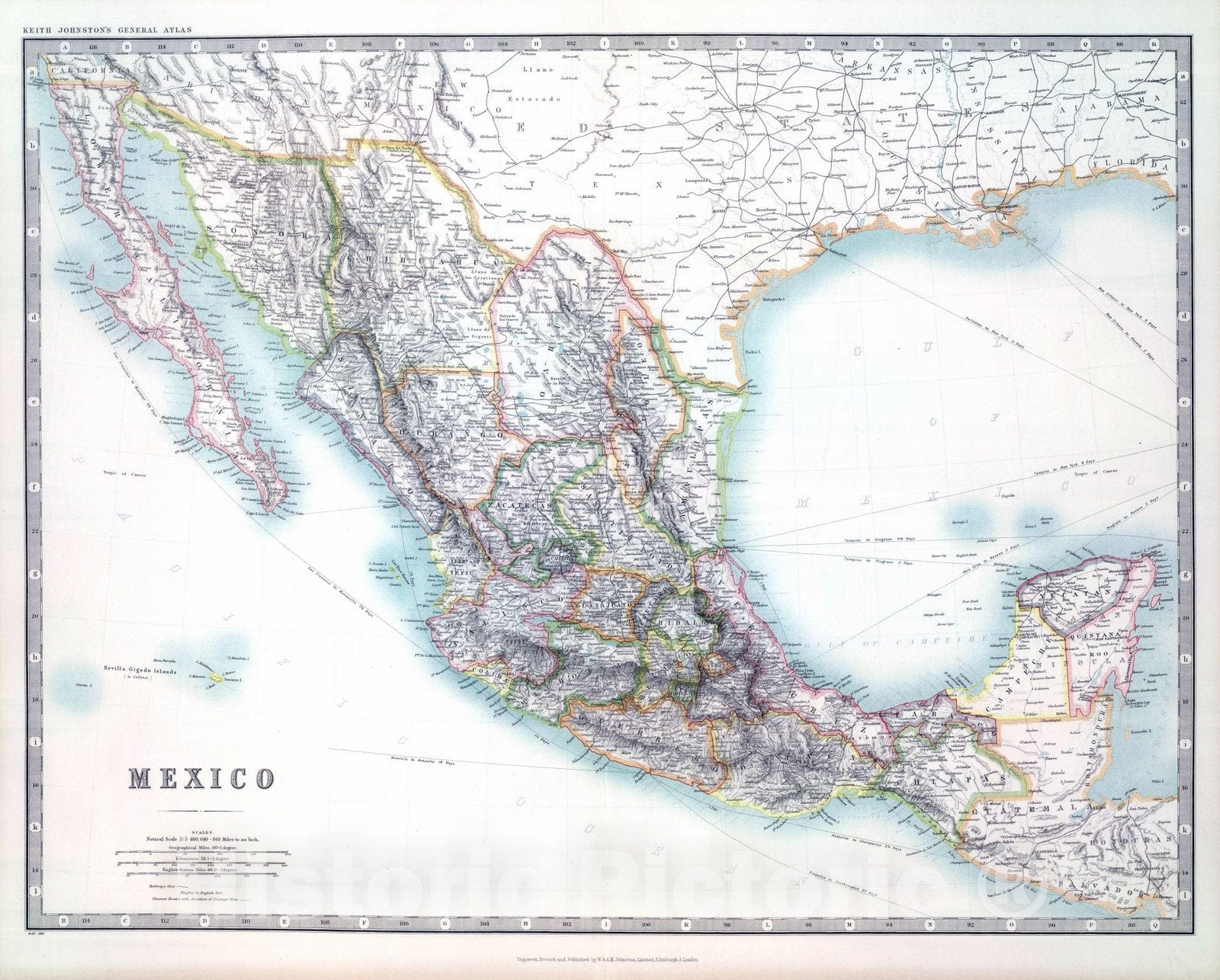 Historic Map : 1912 Mexico. - Vintage Wall Art