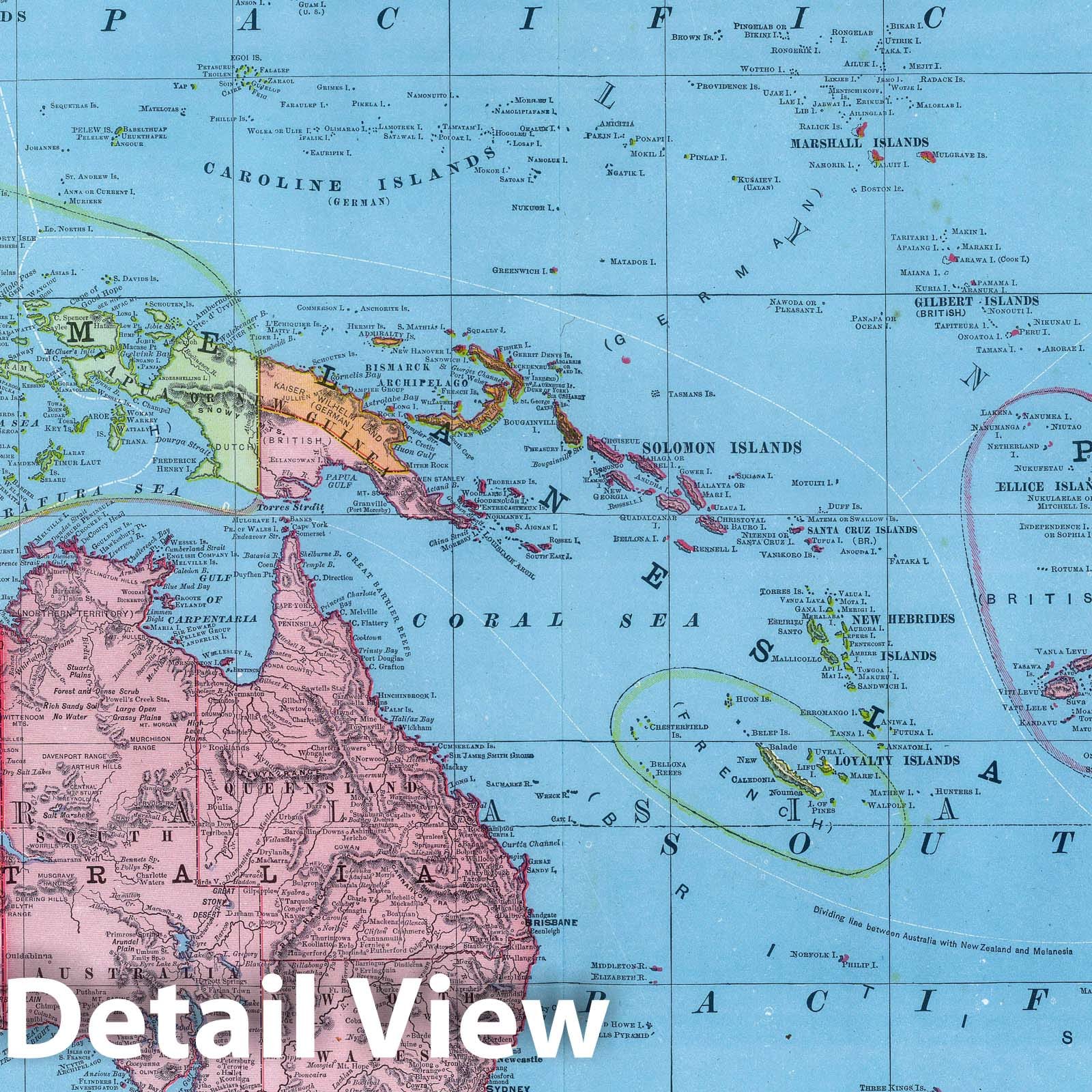 Oceania and Malaysia with insets New Caledonia, Hawaii, Eastern Polynesia - 1903 Railroad Map