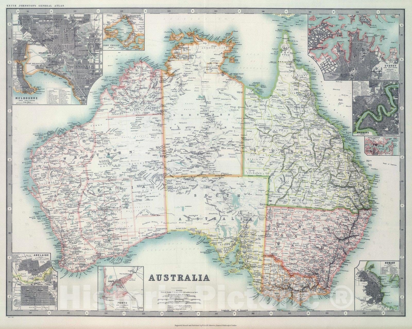 Historic Map : 1911 Australia. - Vintage Wall Art