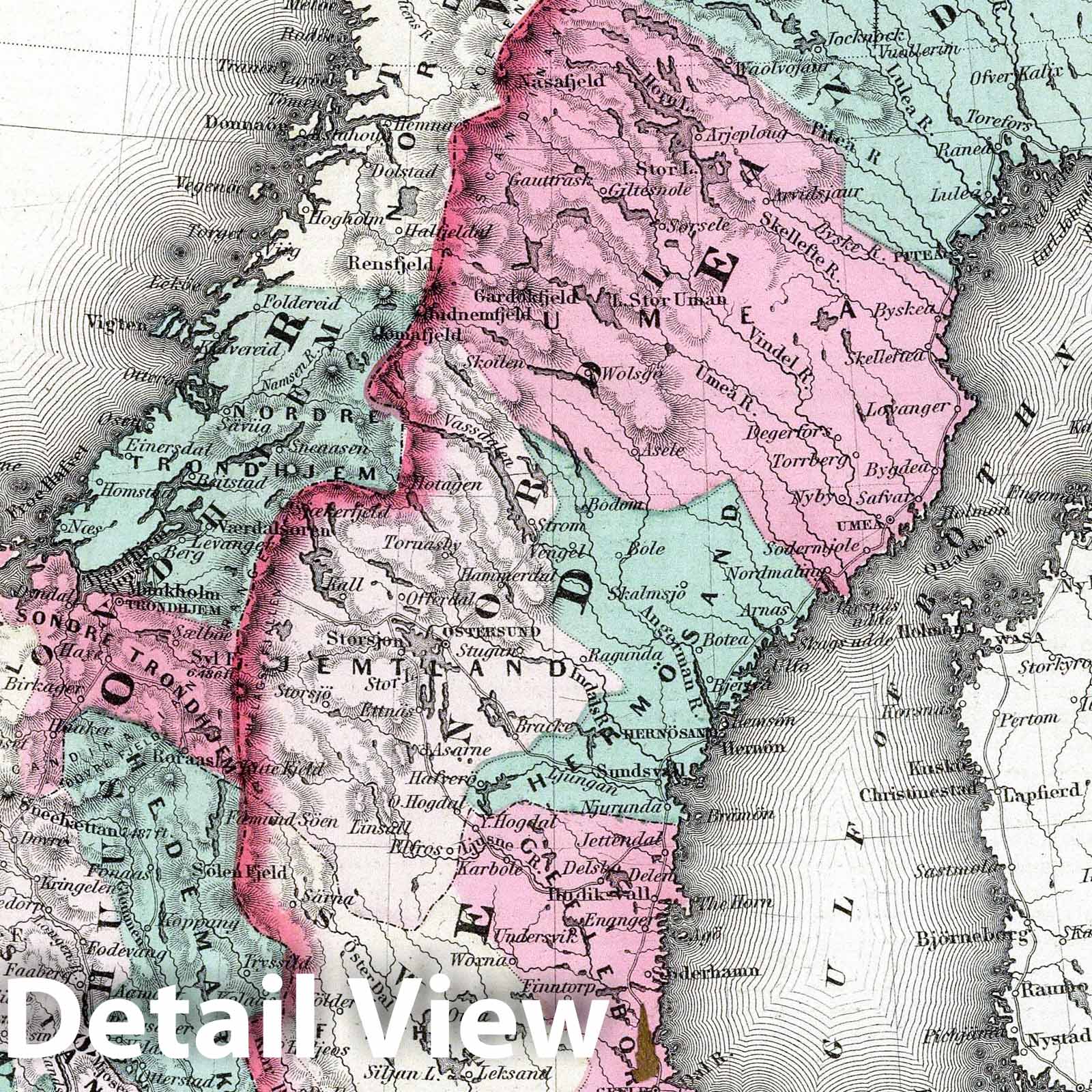 Sweden and Norway, 1869 - Historical Map Print