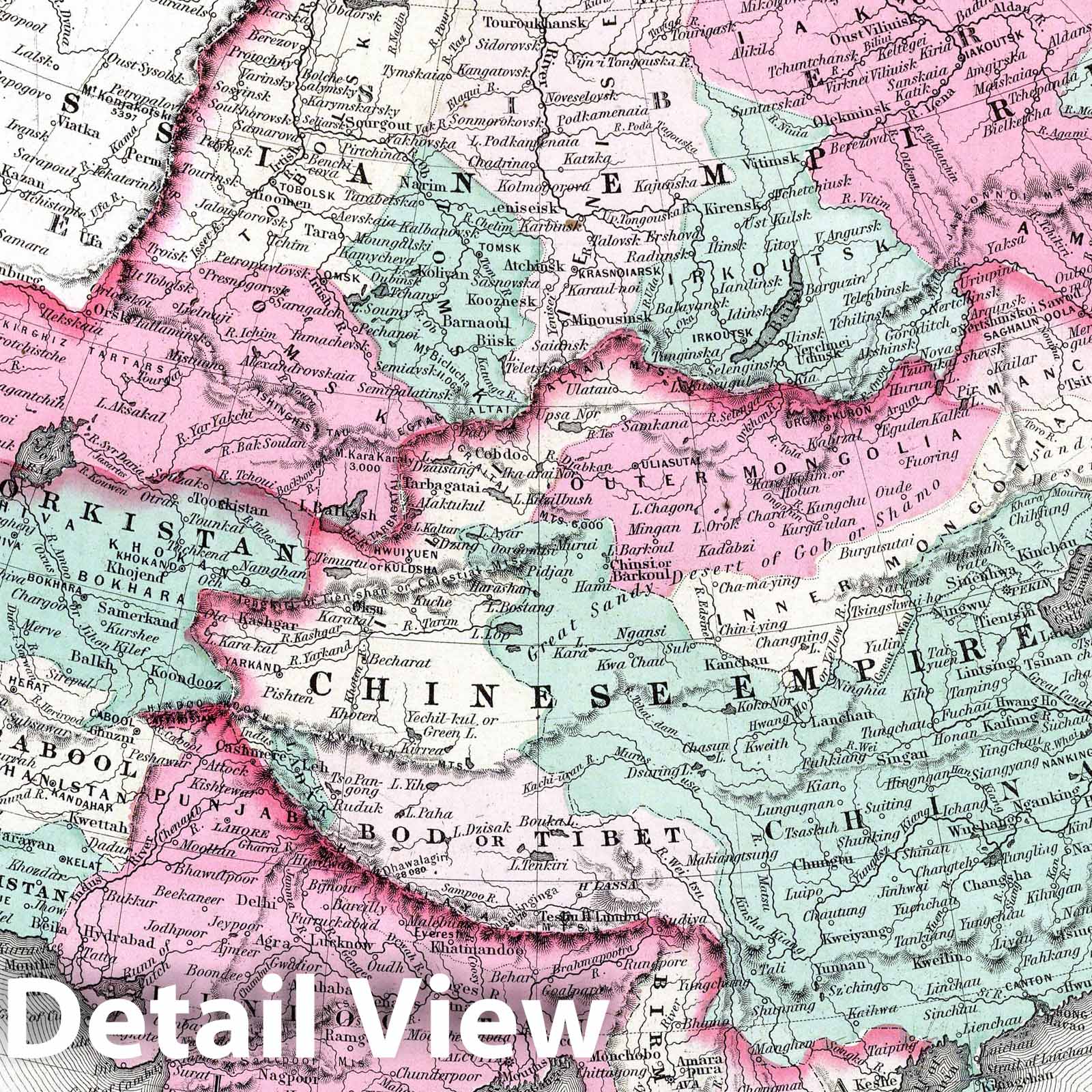 Asia, 1869 - Historical Map Print from Colton's General Atlas