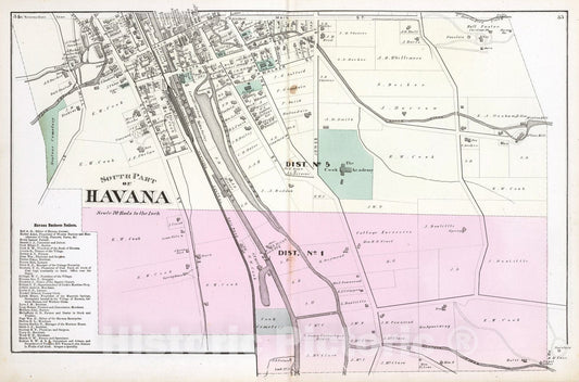 Historic Map : 1874 South Part of Havana, New York. - Vintage Wall Art