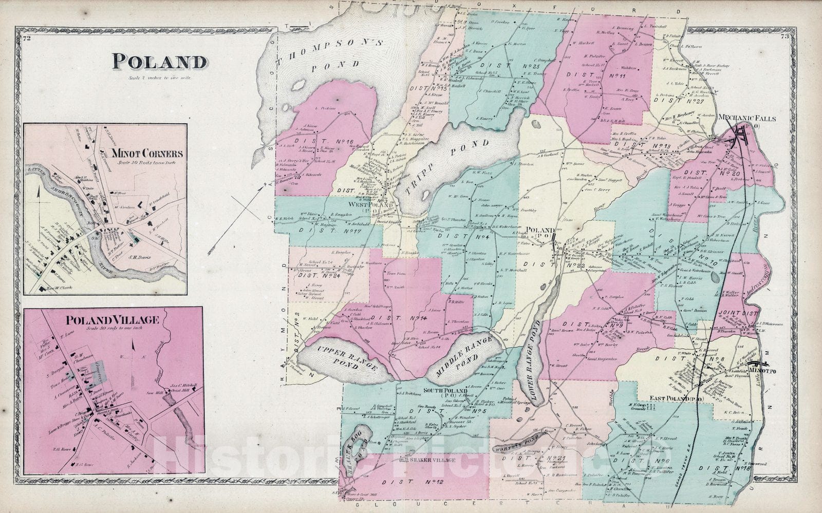 Poland Township, Androscoggin County, Maine - Property Map, 1873