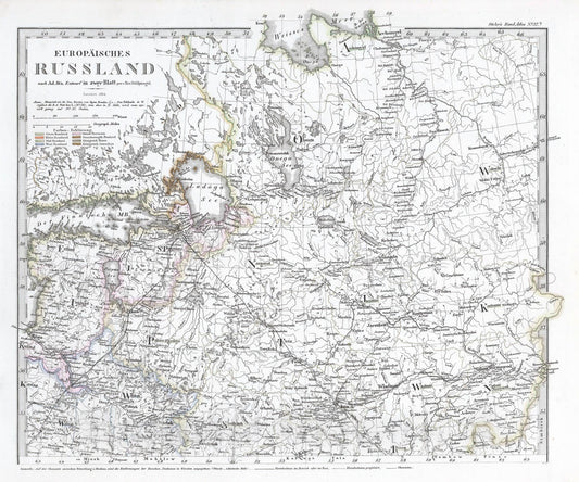 Historic Map : Russian Federation, 1864 Europaeisches Russland. (Russia in Europe). , Vintage Wall Art