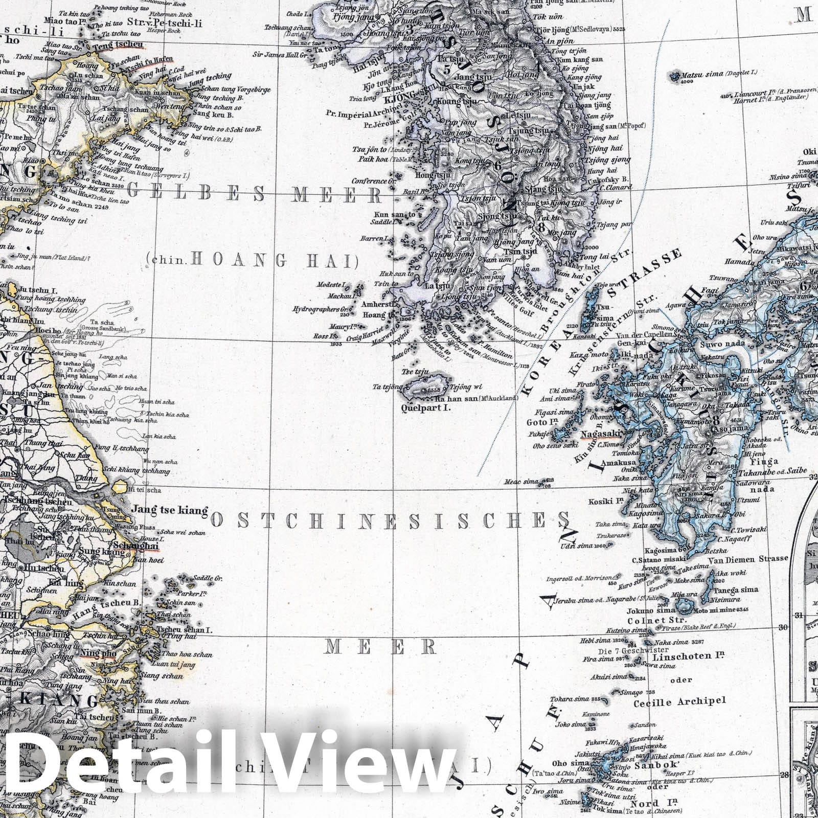 China and Japan - Plate No. 65, 1872 - Stieler's Hand Atlas Map Print