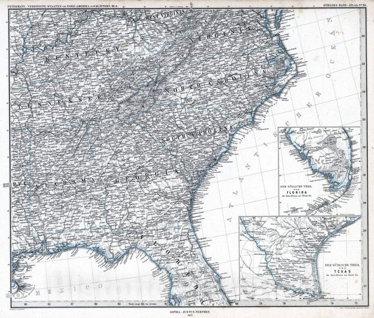 Historic Map : United States, Arkansas, 1873 Vereinigte Staaten von Nord-Amerika in 6 Blattern, Bl.6. (North America). , Vintage Wall Art
