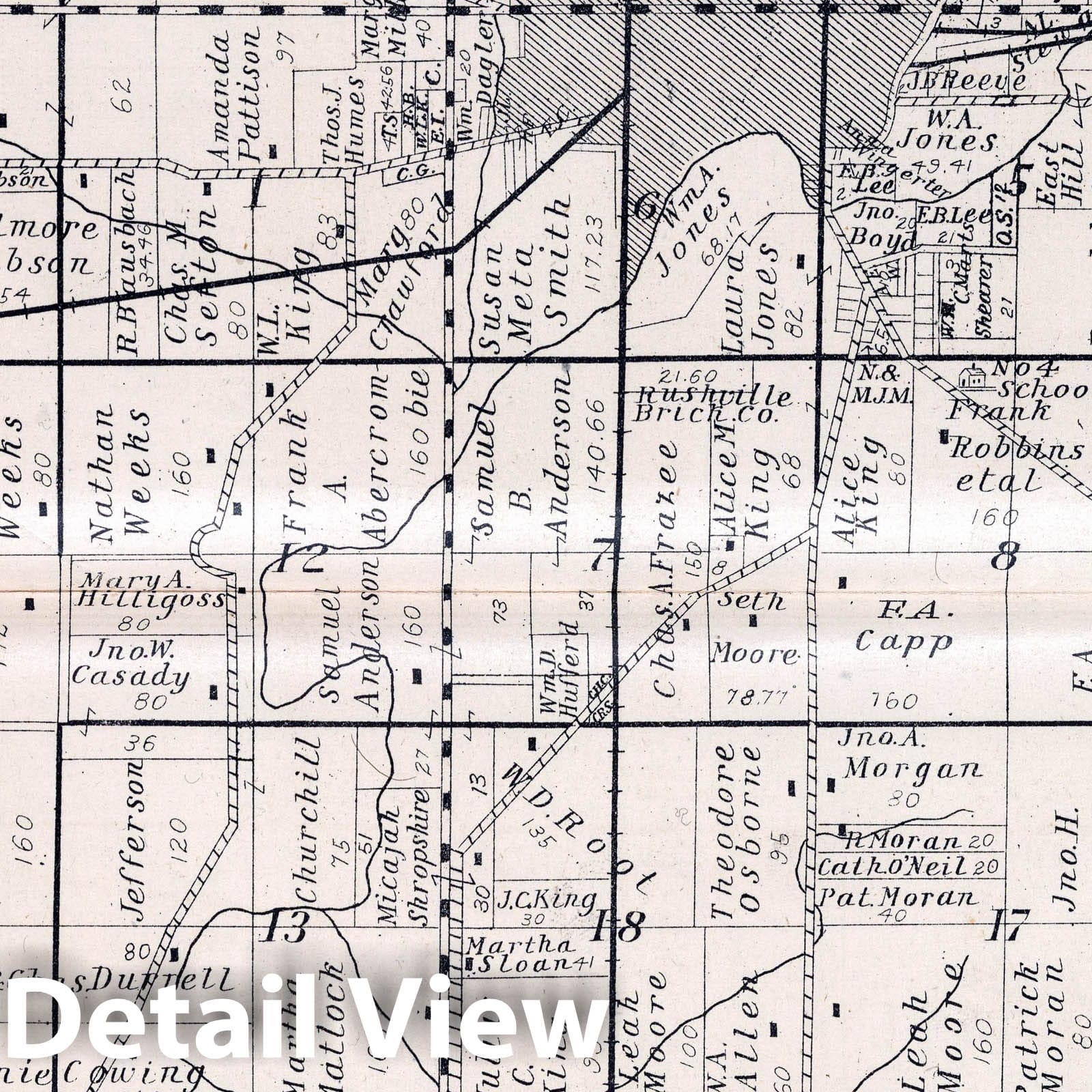 Historic Map : 1908 Rushville Township, Rush County, Indiana. - Vintage Wall Art