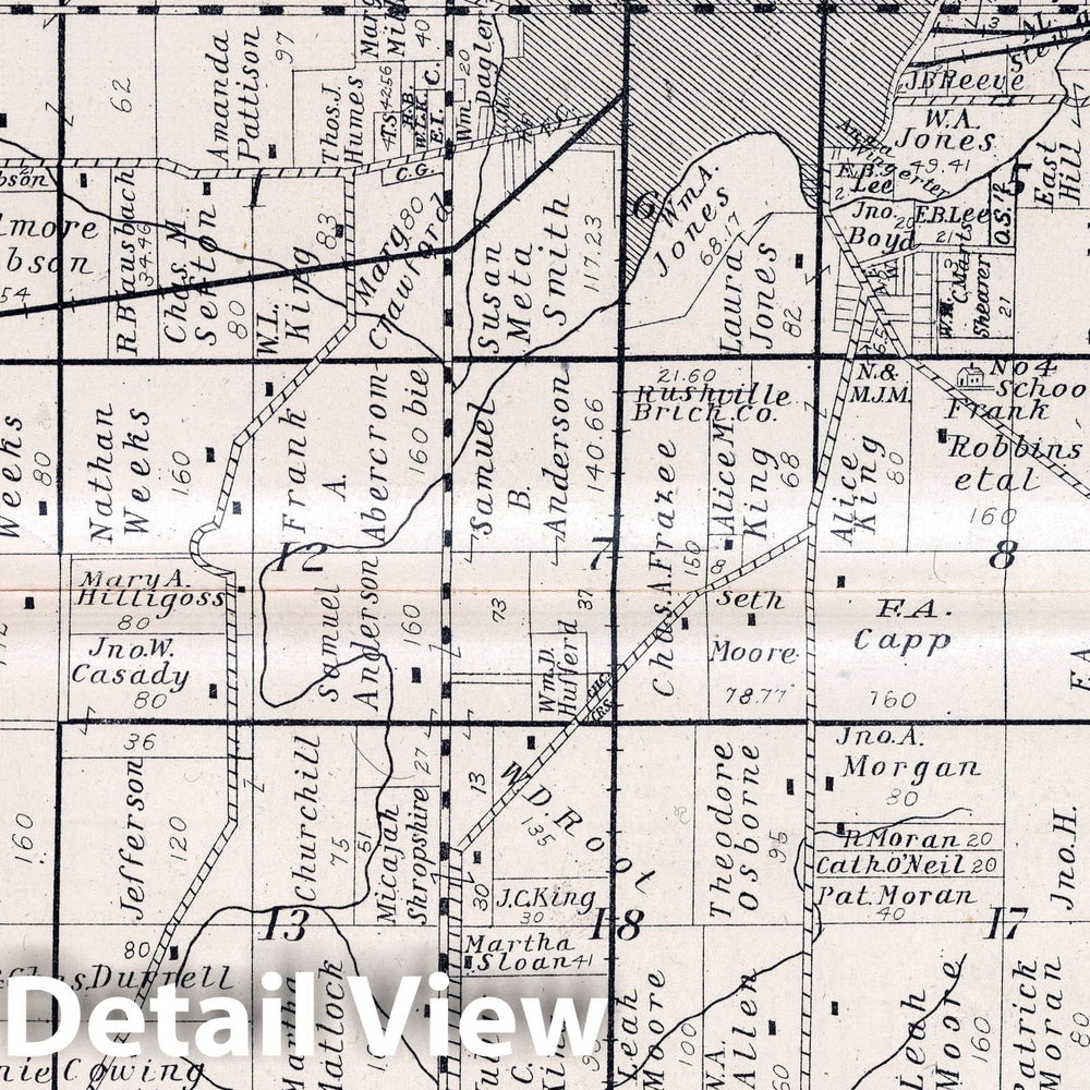 Historic Map : 1908 Rushville Township, Rush County, Indiana. - Vintage Wall Art