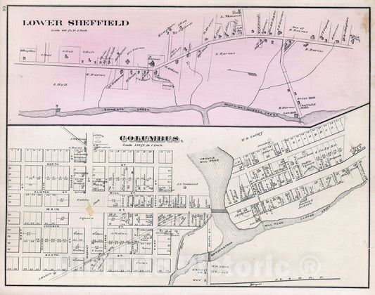 Historic Map : 1878 Lower Sheffield, Warren County, Pennsylvania. Columbus. - Vintage Wall Art