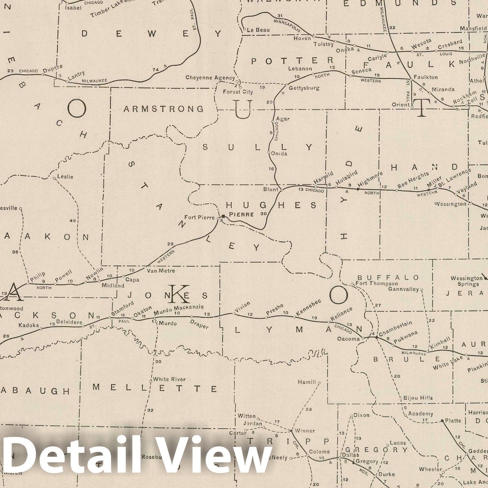 South Dakota - Railroad Map, 1924 - Rand McNally Commercial Atlas