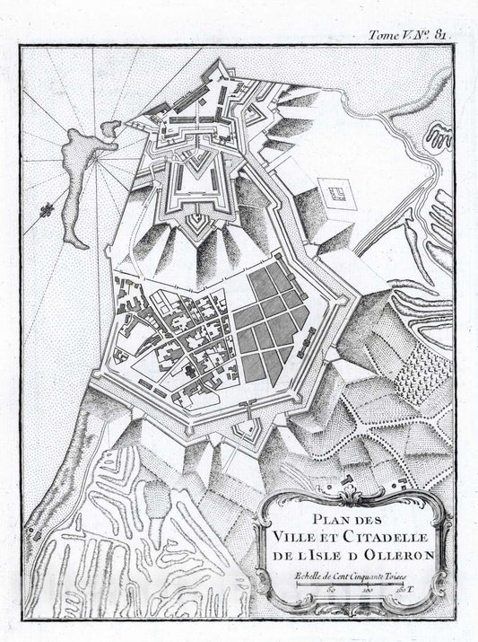 Historic Map : France , Olleron France, 1764 Plan des ville et citadelle de I'isle d'Olleron. , Vintage Wall Art