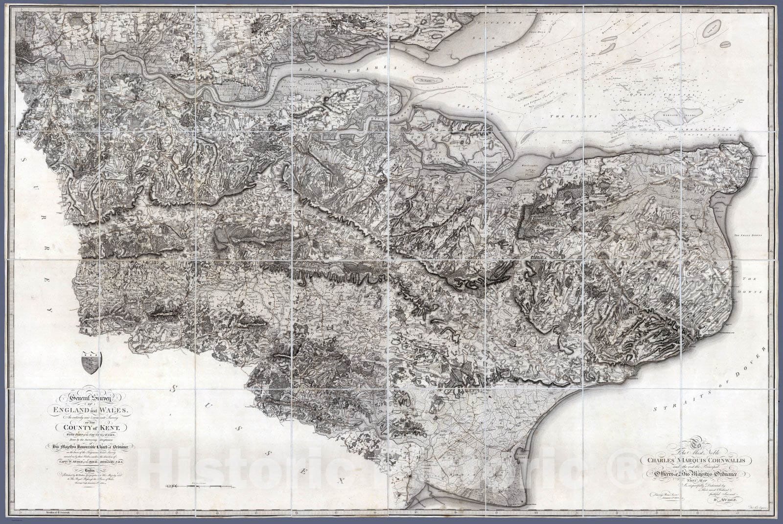 Historic Wall Map : Case Map - 1801 The County of Kent, with part of the County of Essex. - Vintage Wall Art