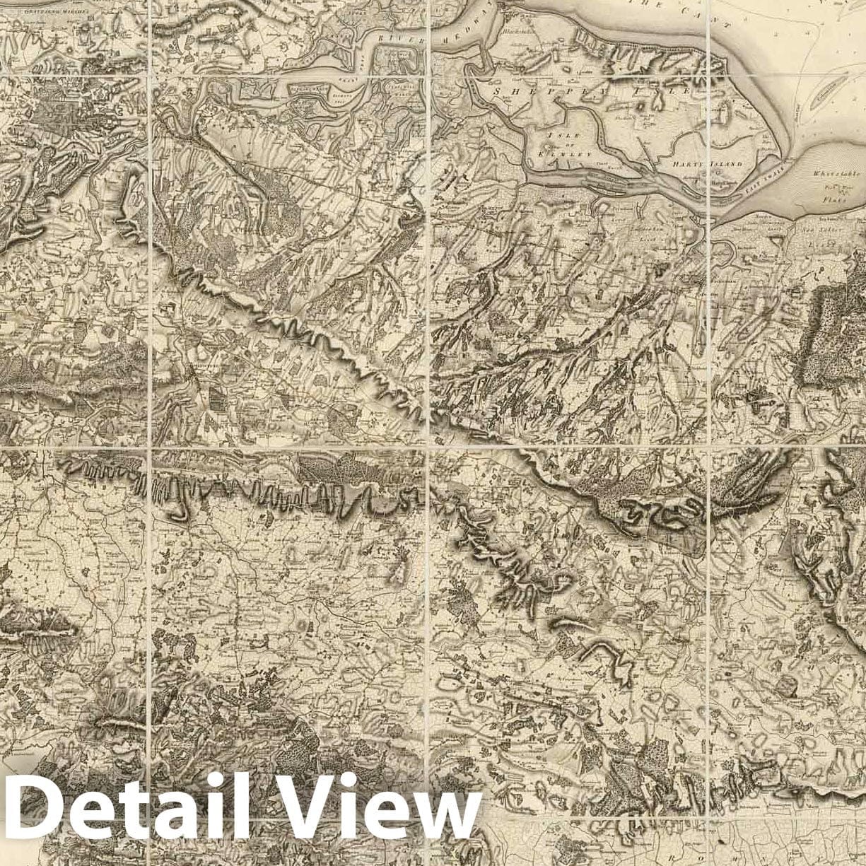 Historic Wall Map : Case Map - 1801 The County of Kent, with part of the County of Essex. - Vintage Wall Art