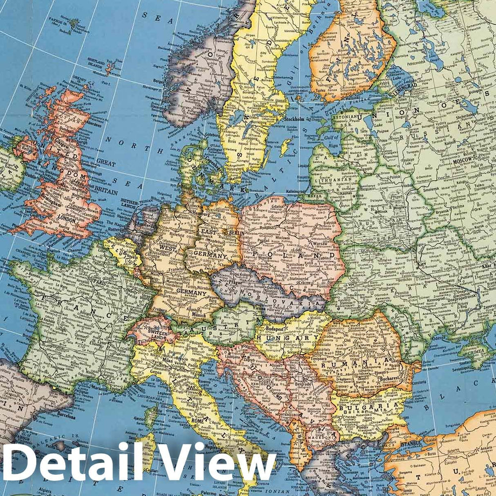 Historic Map : Case Map - 1957 Hammond's Europe and the Near East. - Vintage Wall Art