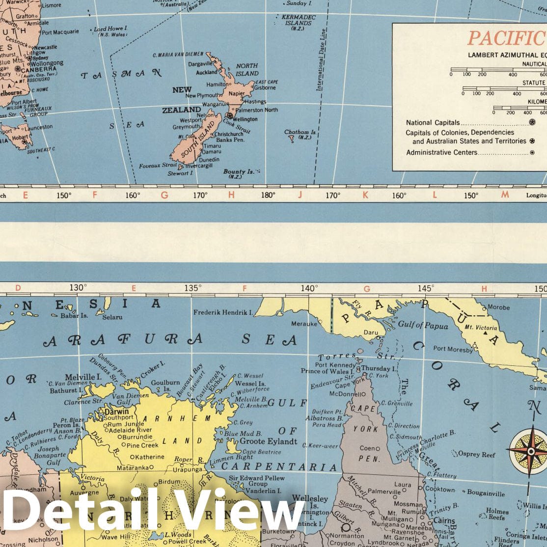 Australia and New Zealand, 1957 - Historical Map Print