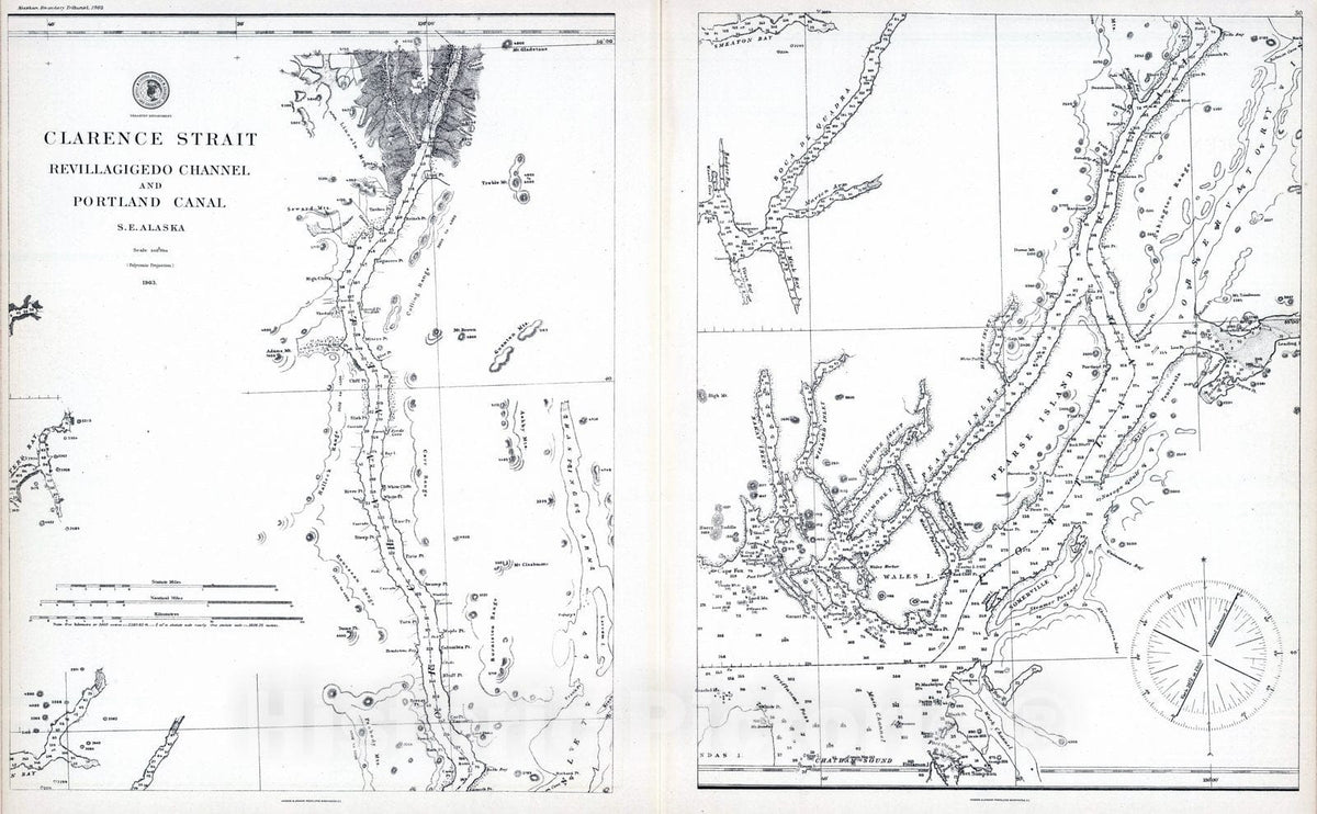 Historic Map : 1903 Southeast Alaska (portion). - Vintage Wall Art