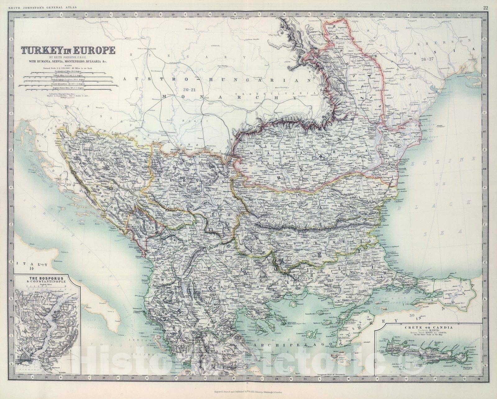 Historic Map : 1893 Turkey In Europe. - Vintage Wall Art