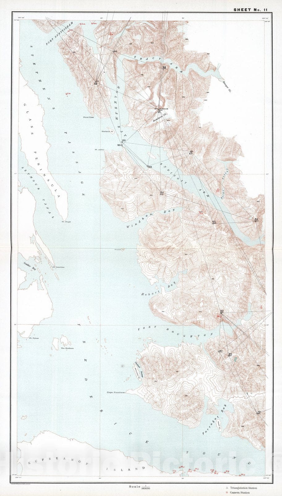 Stephens Passage, Frederick Sound, Endicott Arm, Seymour Canal - 1904 Historical Map Print