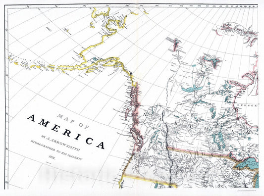 Historic Map : 1824 Arrowsmith's America (portion). - Vintage Wall Art